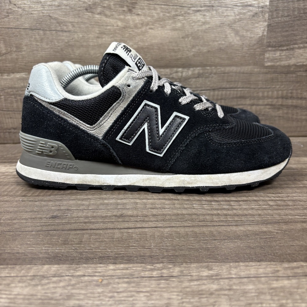 New Balance Classic 574 Black Gray Womens US Size 8.5 WL574EVB Running Shoes